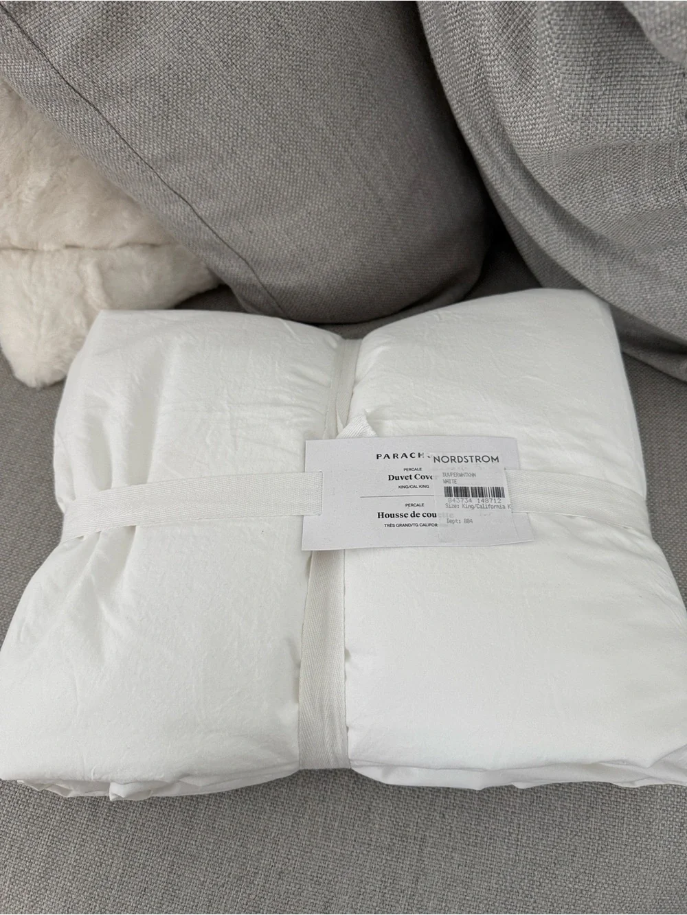 NWT Parachute Percale Duvet Cover King/Ca King White $240 MSRP 100% Organic Cott